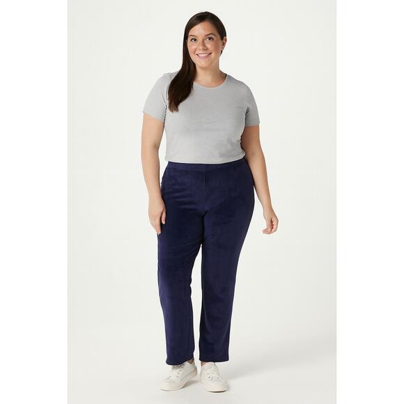 NWOT Belle by Kim Gravel Women’s Navy Blue Velour Pull-On Pants – Size MP Petite - Picture 1 of 6
